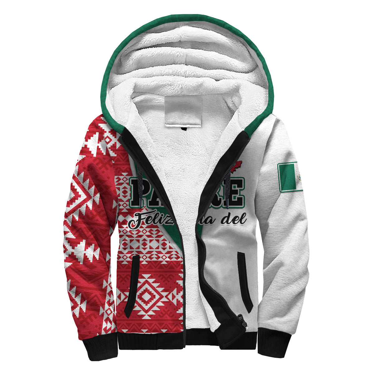 Happy Mexico Fathers Day Sherpa Hoodie Mexican Aztec Pattern - Wonder Print Shop