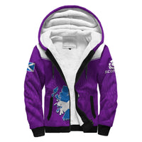 (Custom Personalised) Scottish Rugby Sherpa Hoodie Map Of Scotland Thistle Purple Version - Wonder Print Shop