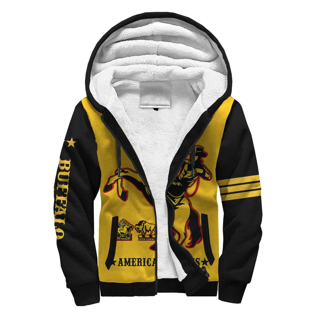 (Custom Text And Chapter) Buffalo Soldiers Sherpa Hoodie BSMC United States Army Yellow - Wonder Print Shop