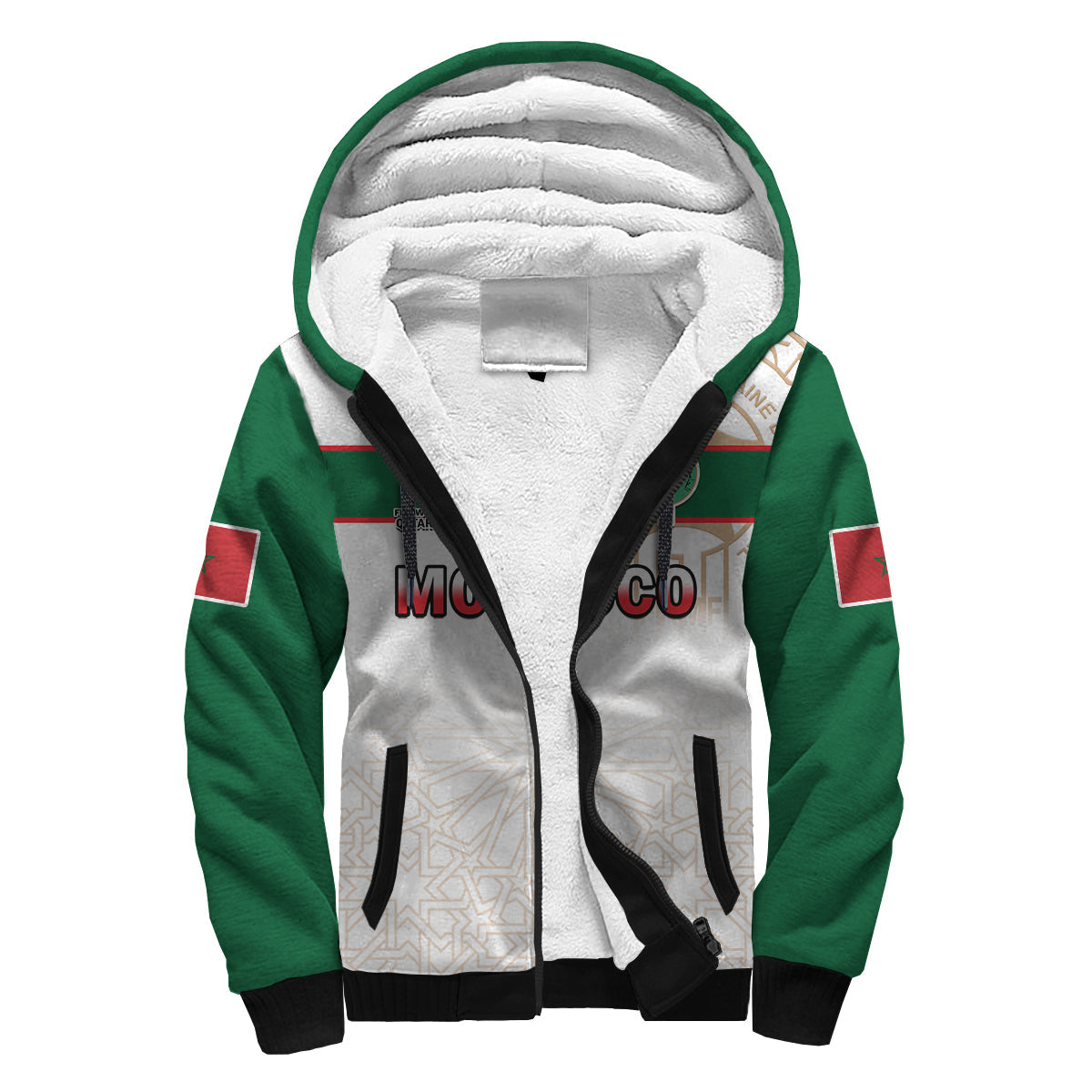 custom-text-and-number-morocco-football-sherpa-hoodie-atlas-lions-white-world-cup-2022