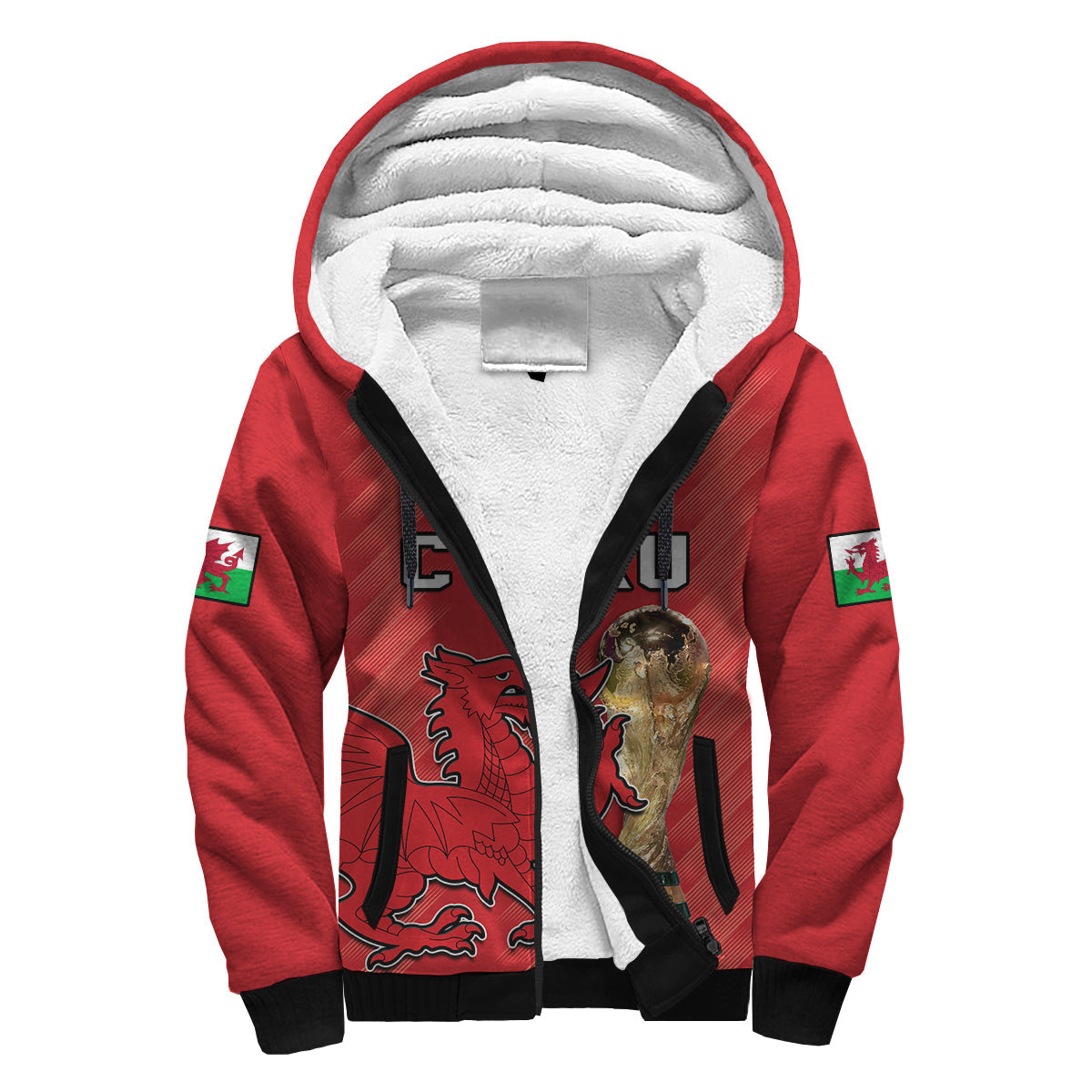Wales Football Sherpa Hoodie Cymru Champions World Cup 2022 - Wonder Print Shop