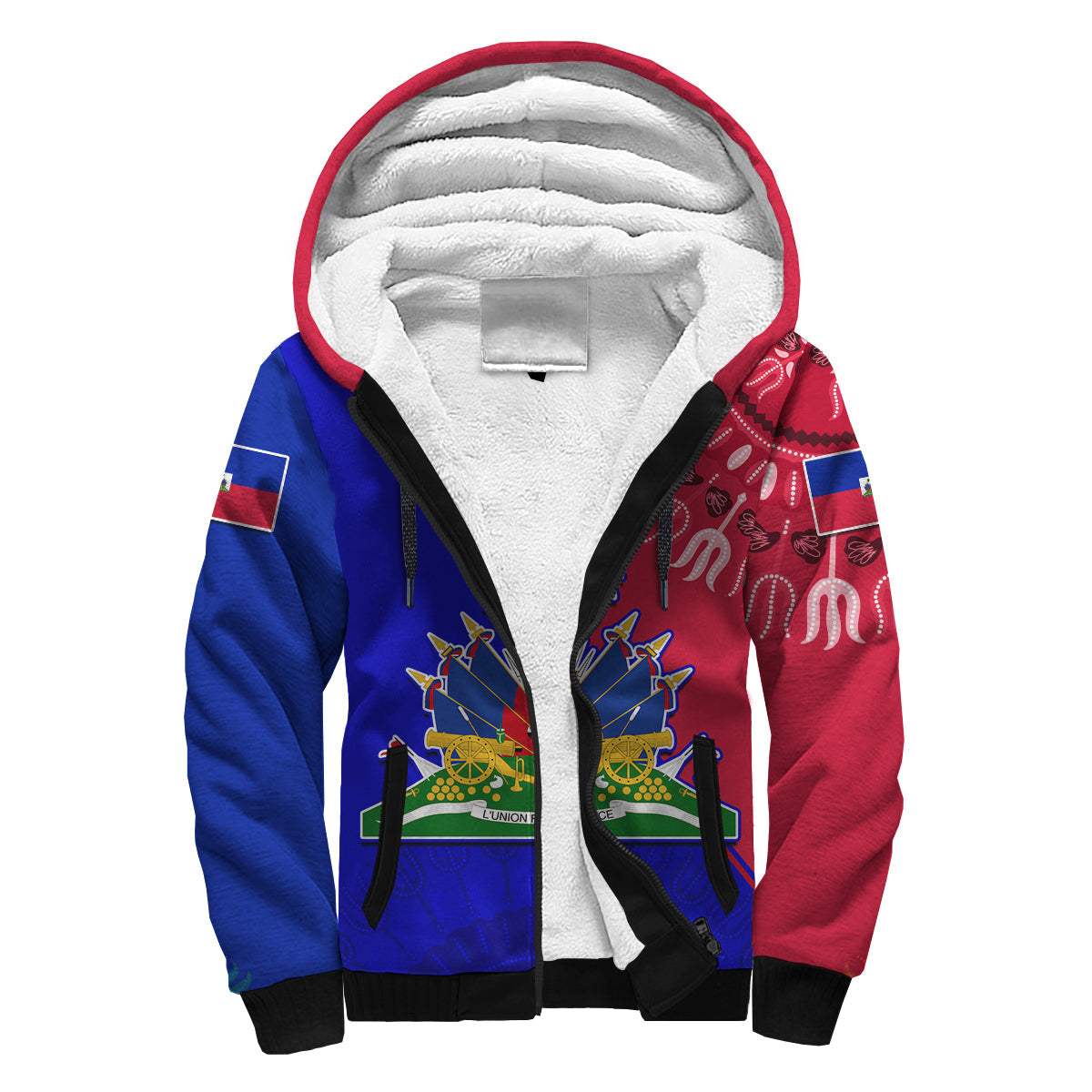 (Custom Personalised) Haiti Sherpa Hoodie Haiti Flag Dashiki Simple Style - Wonder Print Shop