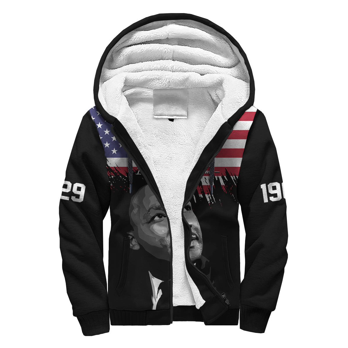 (Custom Personalised) United States Sherpa Hoodie United States Happy MLK Day Flag Grunge Style - Wonder Print Shop