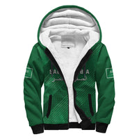 (Custom Text And Number) Saudi Arabia Football Sherpa Hoodie Green Falcons World Cup 2022 - Wonder Print Shop