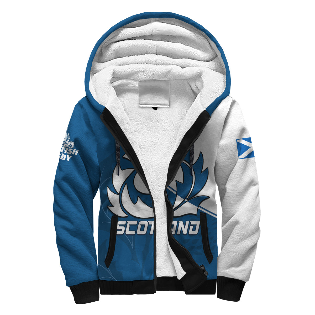 Scotland Rugby Sherpa Hoodie Scottish Coat Of Arms Mix Thistle Newest Version - Wonder Print Shop