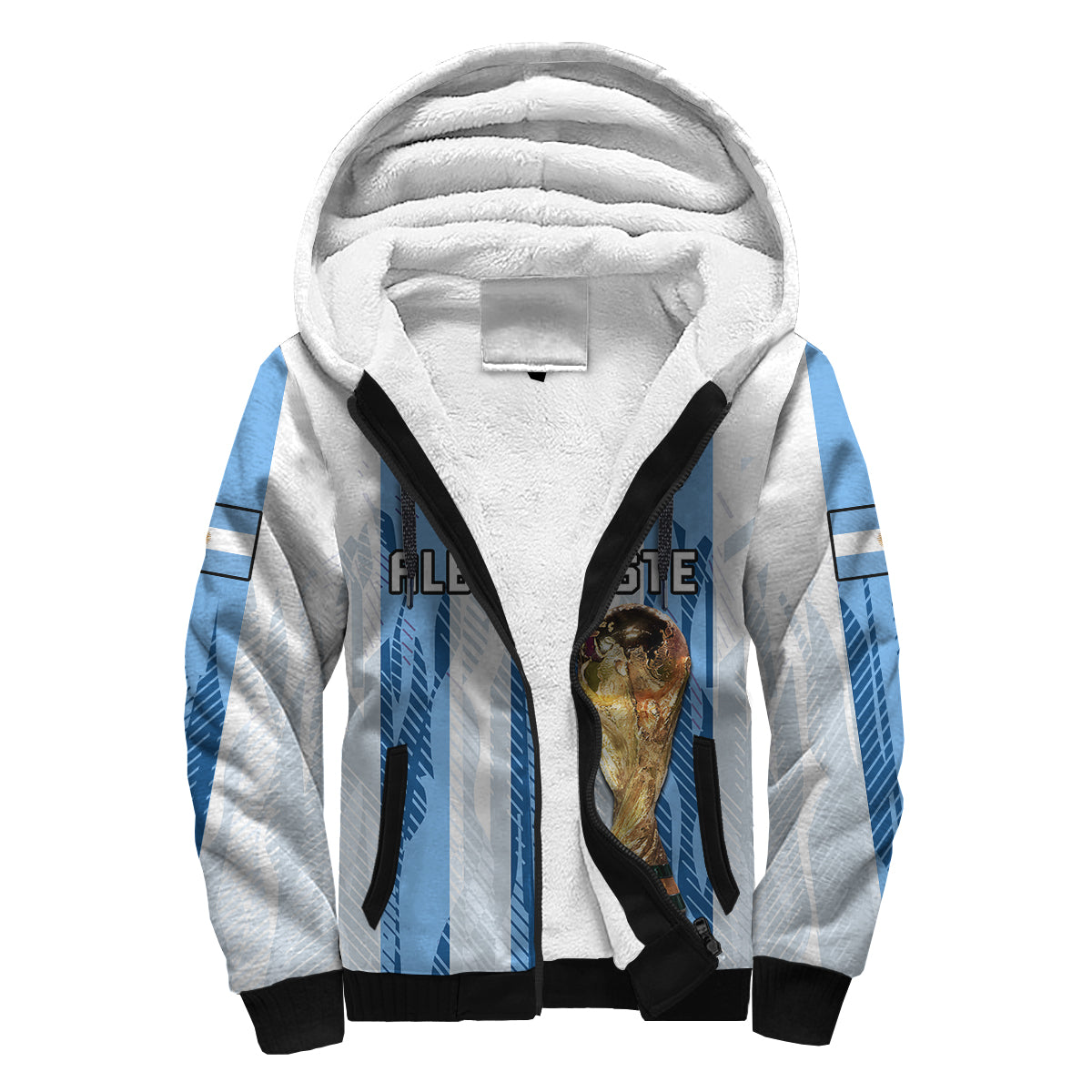 Argentina Football Sherpa Hoodie La Albiceleste Campeon Proud White 2022 - Wonder Print Shop
