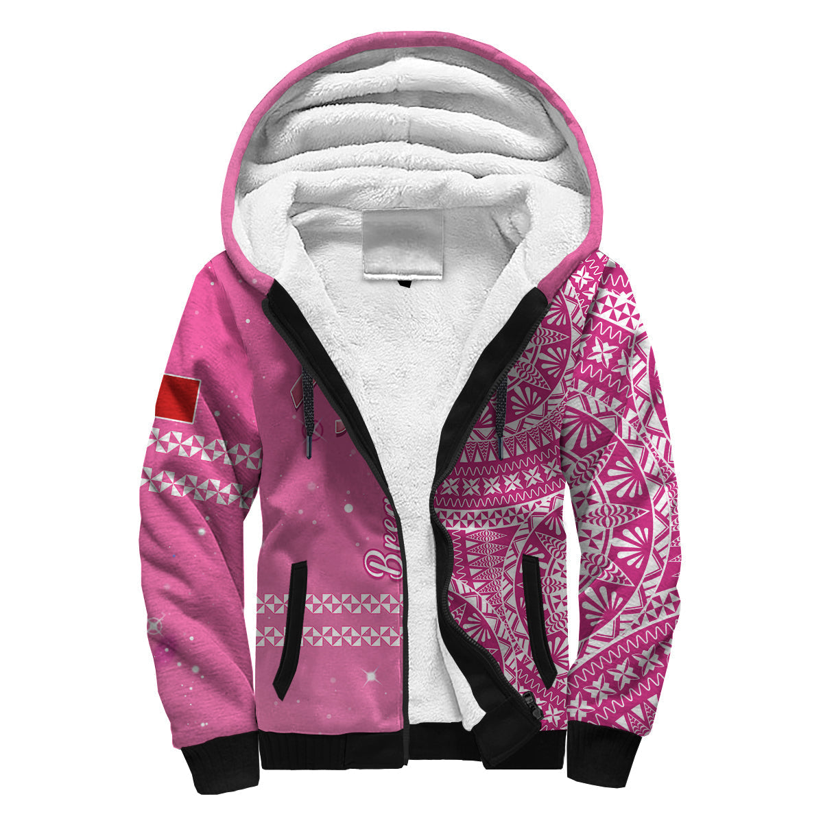 Custom Personalised Tonga Breast Cancer Shepa Hoodie Tongan Ngatu Pattern No One Fights Alone - Wonder Print Shop