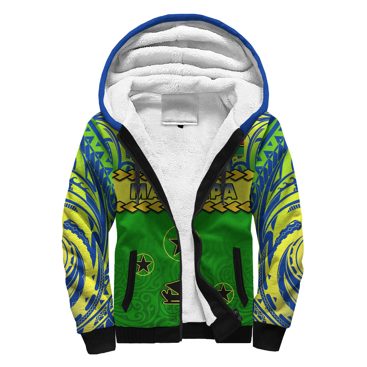 Malampa Province Sherpa Hoodie Vanuatu Pig Tusk Polynesian Flag Style - Wonder Print Shop