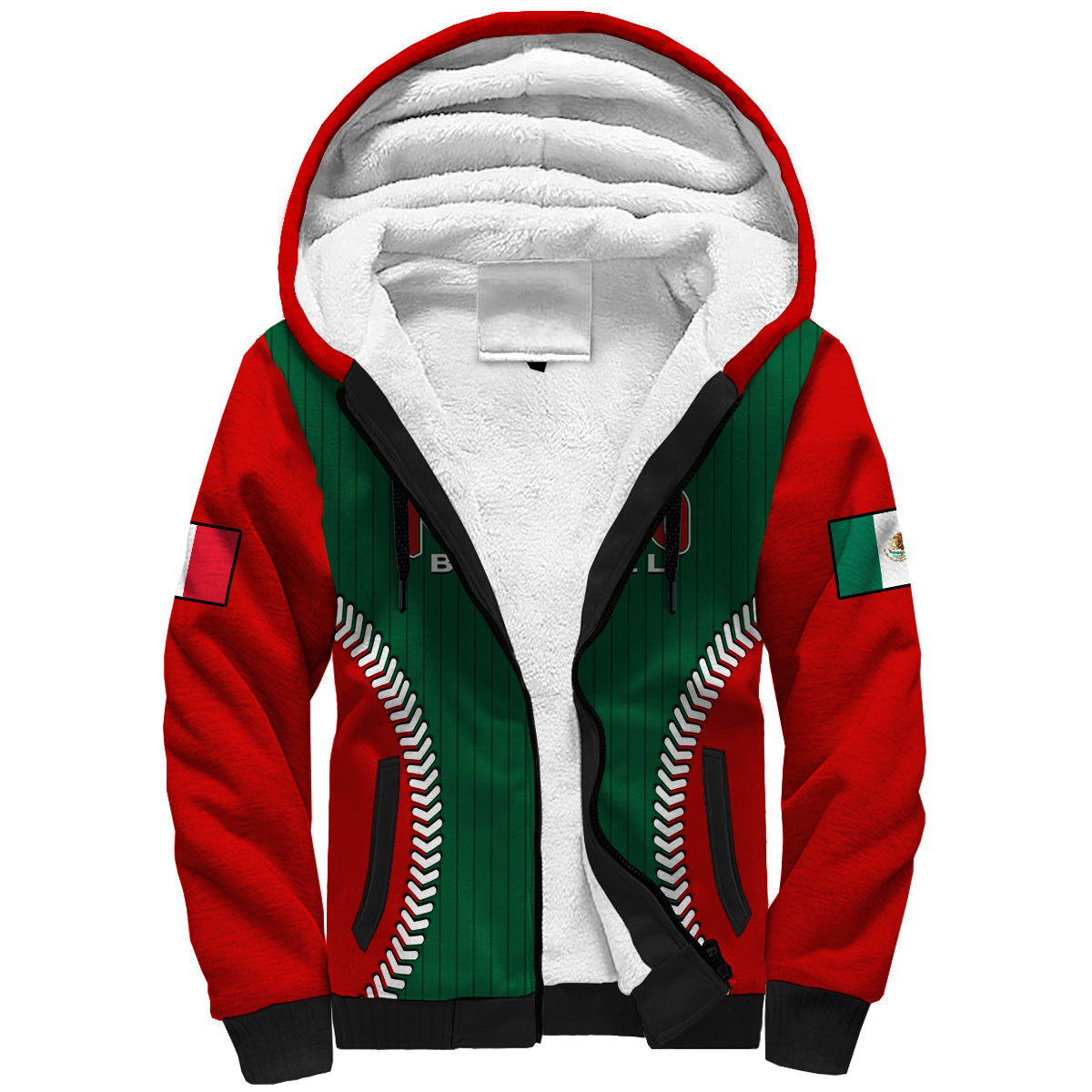 (Custom Text And Number) Mexico Sherpa Hoodie Baseball Sporty Style - Wonder Print Shop