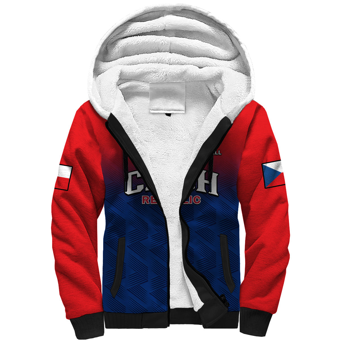 (Custom Text And Number) Czech Republic 2023 Sherpa Hoodie Baseball - Wonder Print Shop