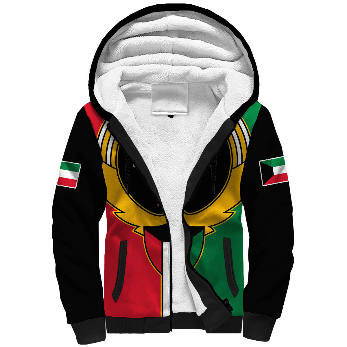 custom-personalised-kuwait-sherpa-hoodie-happy-independence-day-with-coat-of-arms