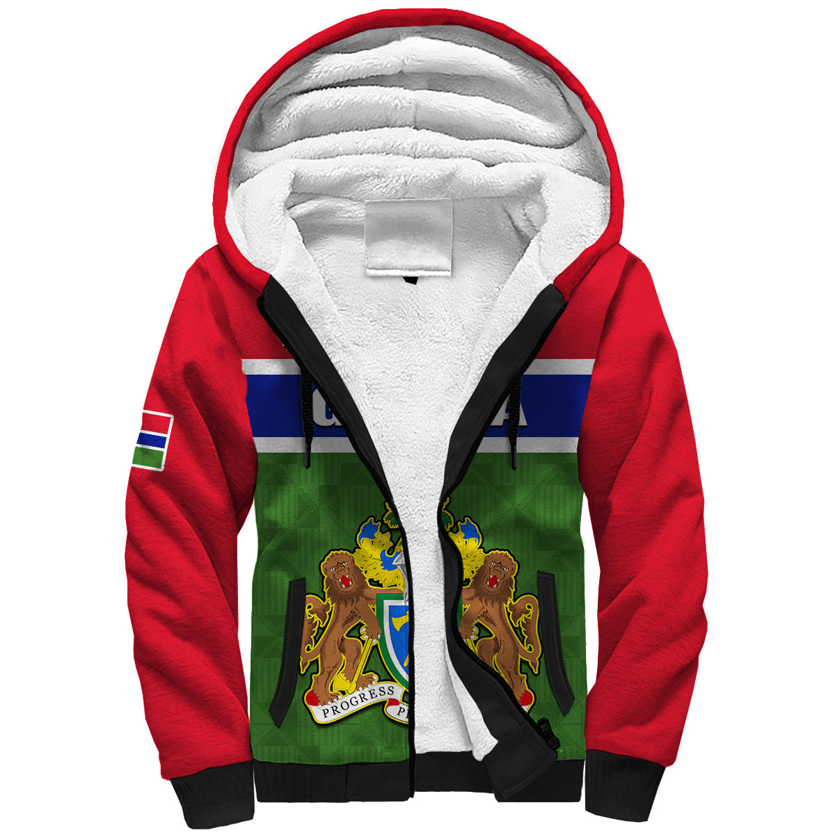(Custom Personalised) Gambia Sherpa Hoodie Happy 58th Independence Anniversary Flag Style - Wonder Print Shop