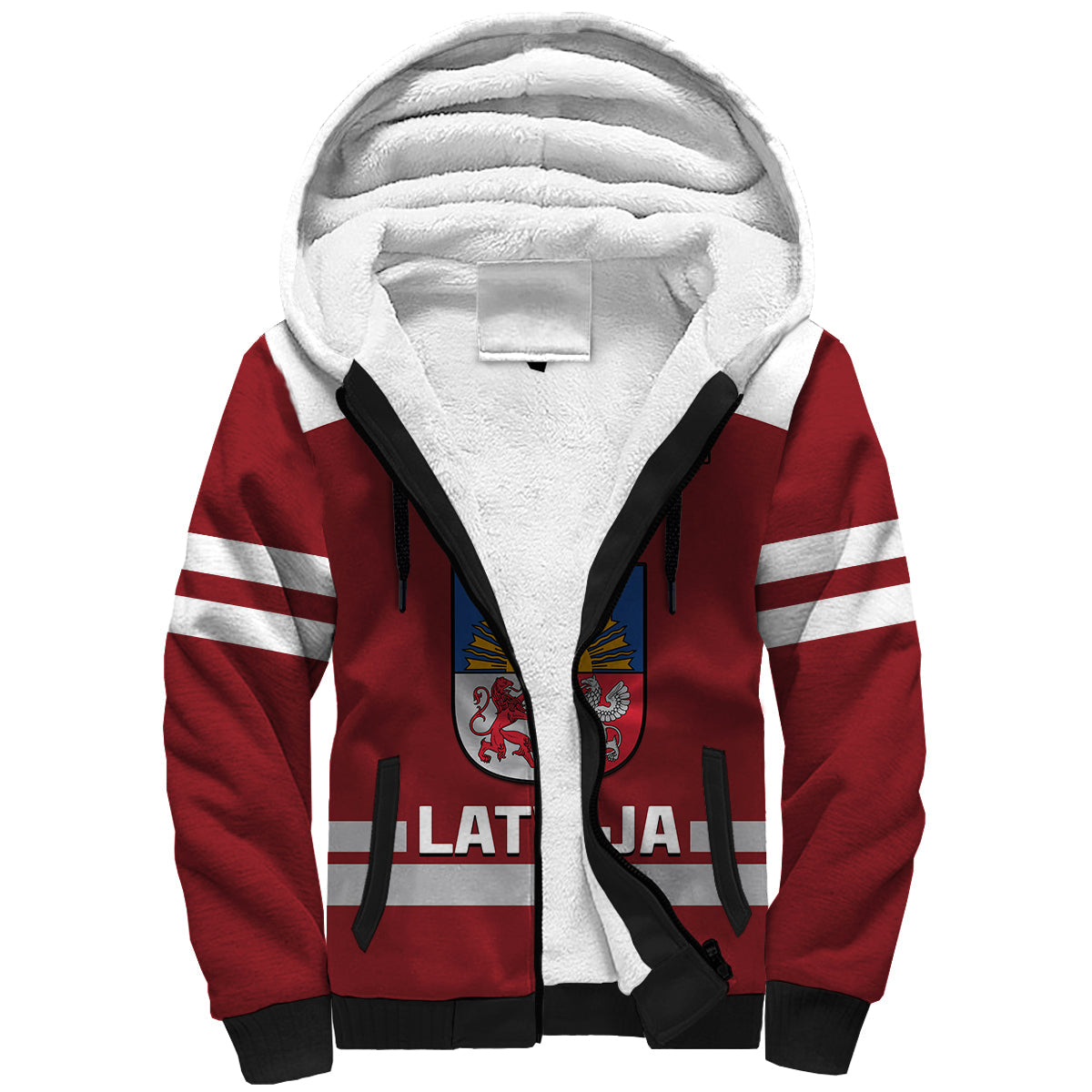 (Custom Text And Number) Latvia Hockey 2023 Sherpa Hoodie Red Sporty Style - Wonder Print Shop