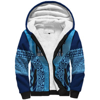 Fiji University Sherpa Hoodie National Fijian Tapa Pattern Blue - Wonder Print Shop