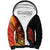 (Custom Personalised) Mauis Fish Hook Sherpa Hoodie Polynesian Orange Gradient Version - Wonder Print Shop