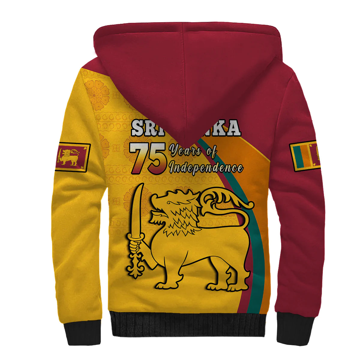 Sri Lanka Sherpa Hoodie Sri Lankan Pattern Happy 75 Years Of Independence - Wonder Print Shop