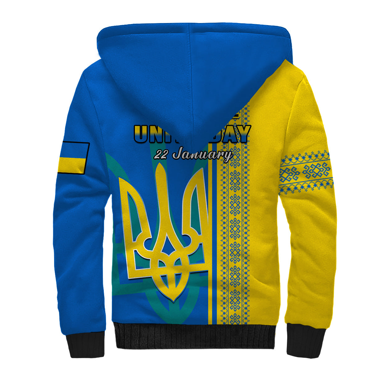 Ukraine Unity Day Sherpa Hoodie Folk Ukrainian Coat Of Arms - Wonder Print Shop