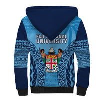 Fiji University Sherpa Hoodie National Fijian Tapa Pattern Blue - Wonder Print Shop