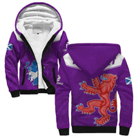 (Custom Personalised) Scottish Rugby Sherpa Hoodie Map Of Scotland Thistle Purple Version - Wonder Print Shop