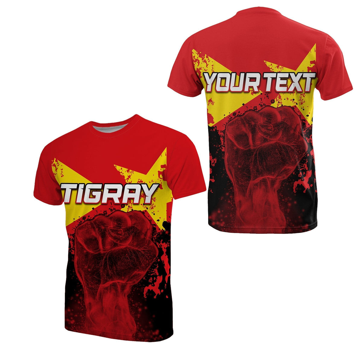 Custom Wonder Print Shop Tigray T Shirt Tigray Flag Clenched Hand LT6 - Wonder Print Shop