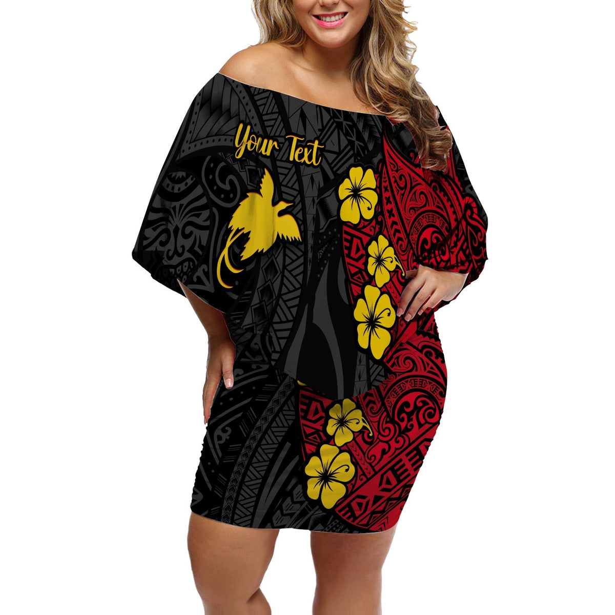 Custom Personalised Papua New Guinea Anniversary Women Off Shoulder Short Dress 47th Independence Day Since 1975 LT13 - Wonder Print Shop