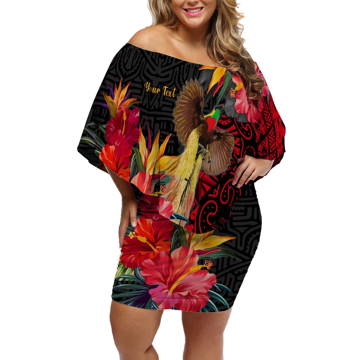 Custom Personalised Papua New Guinea Off Shoulder Short Dress Bird of Paradise Ver.01 LT13 - Wonder Print Shop