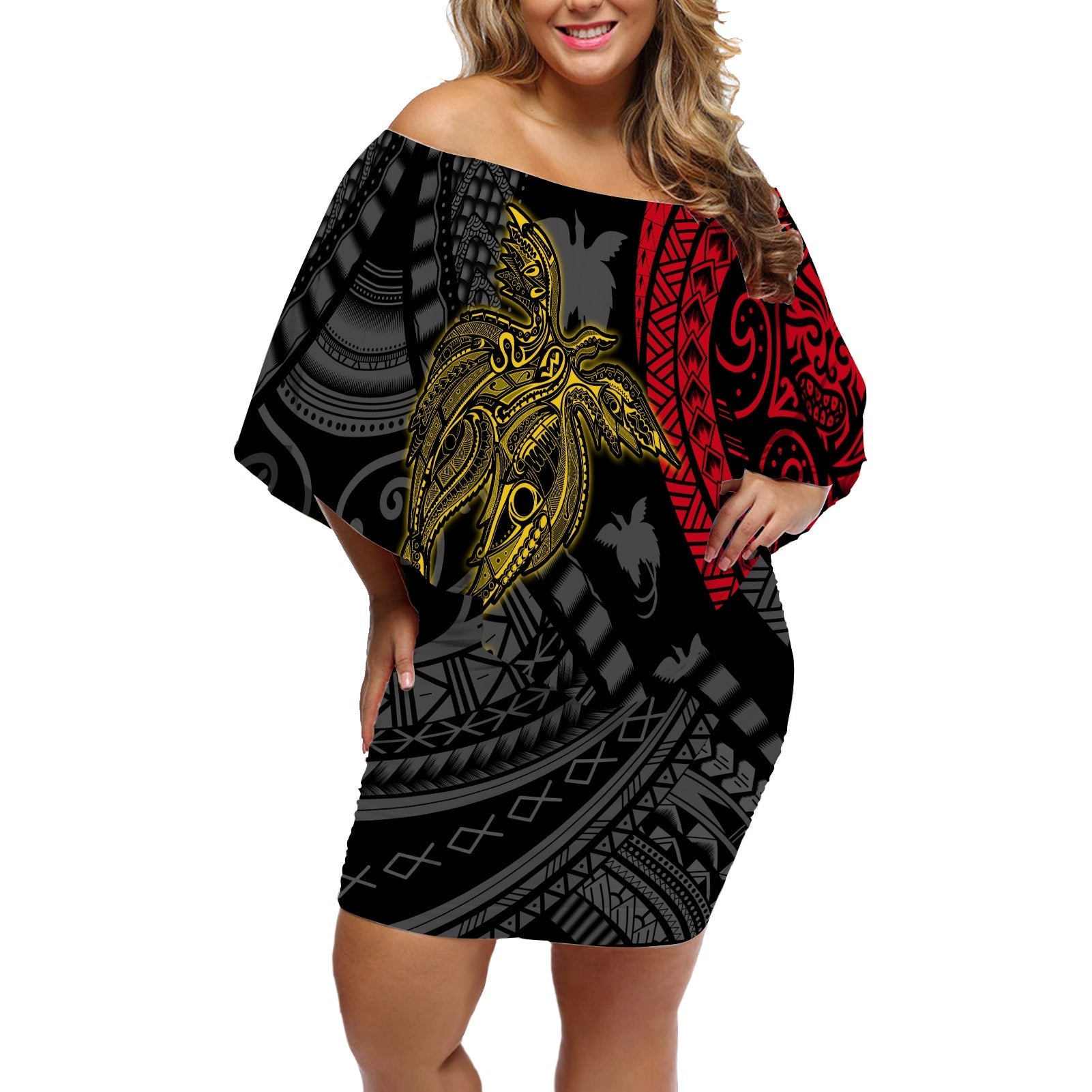 Papua New Guinea Off Shoulder Short Dress Raggiana Birds Of Paradise Happy 47th Independence Day LT13 - Wonder Print Shop