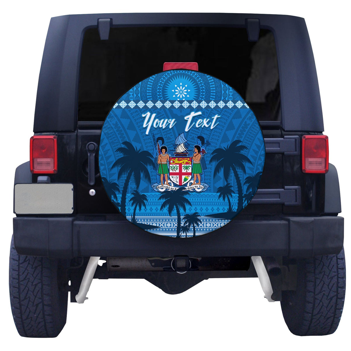 Custom Personalised Bula Fiji Day Spare Tire Cover Fijian Tapa with Palm Tree 52nd Anniversary LT13 - Wonder Print Shop