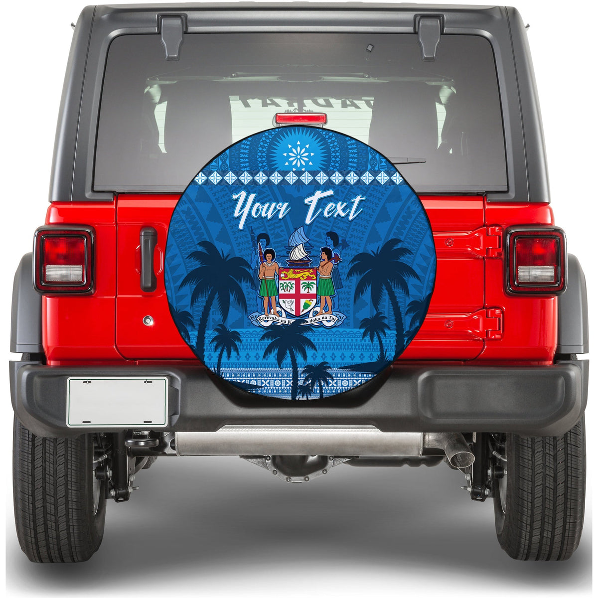 Custom Personalised Bula Fiji Day Spare Tire Cover Fijian Tapa with Palm Tree 52nd Anniversary LT13 - Wonder Print Shop