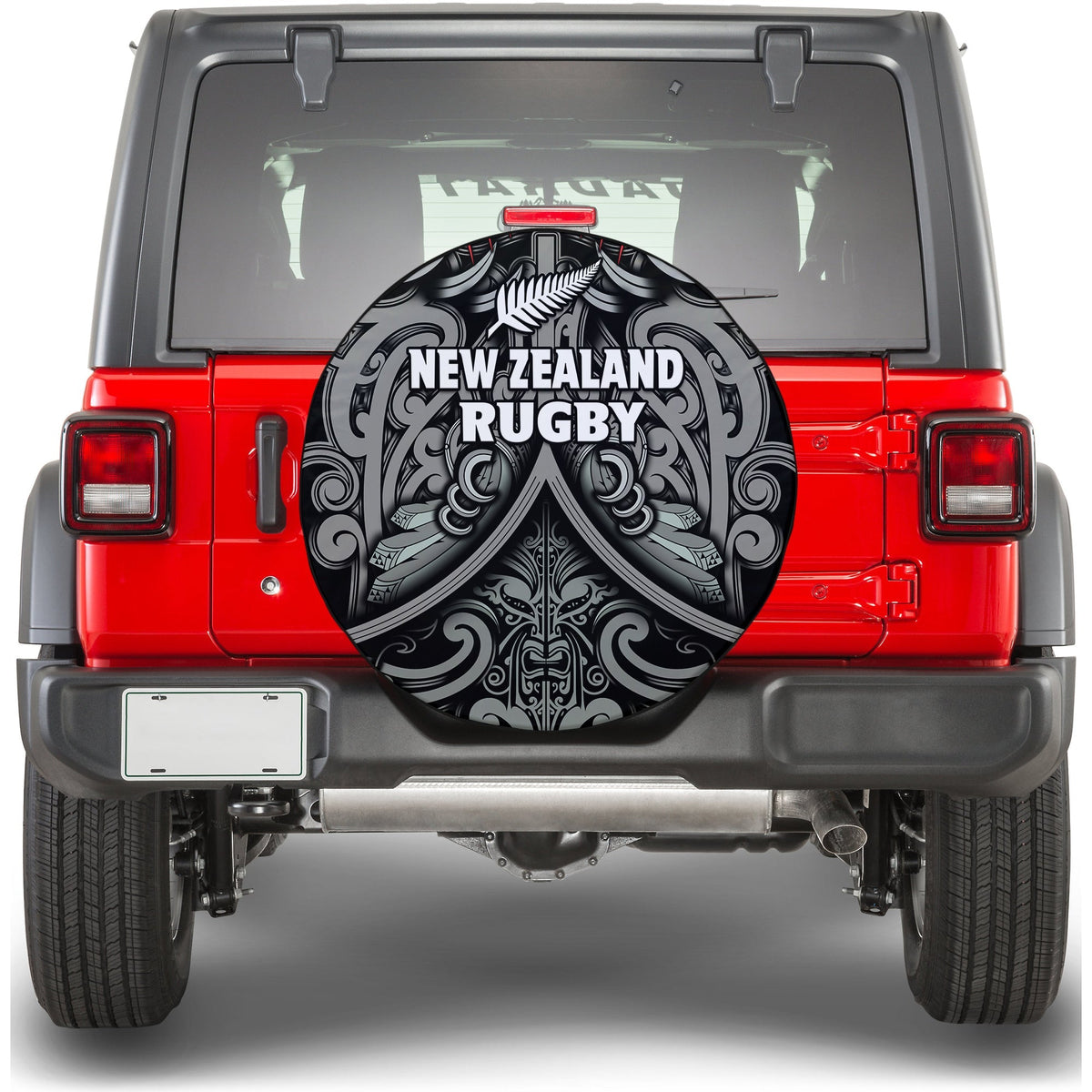 Custom Personalised New Zealand Silver Fern Rugby Spare Tire Cover All Black NZ Maori Pattern LT13 - Wonder Print Shop