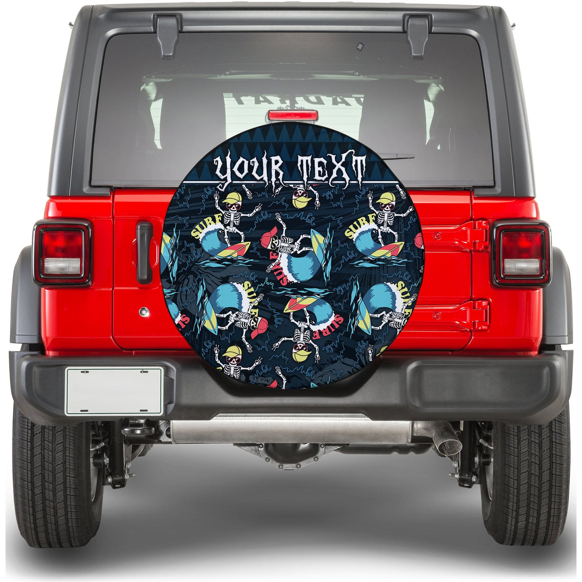 Custom Personalised Hawaii Skeleton Surf Spare Tire Cover Halloween Hawaiian Tribal LT13 - Wonder Print Shop