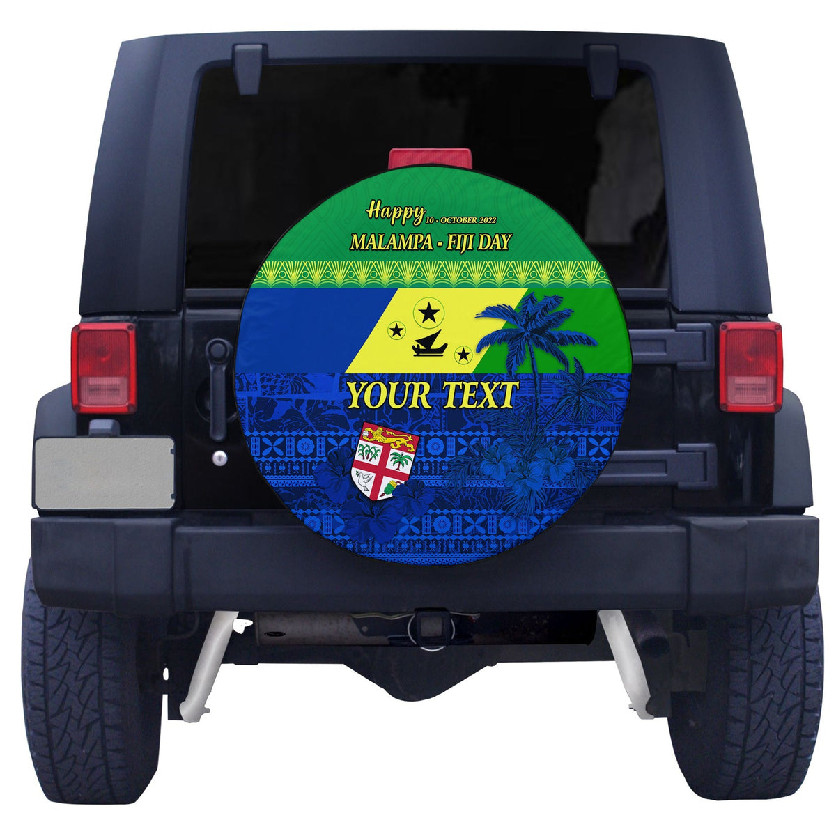 Custom Personalised Malampa Fiji Day Spare Tire Cover Vanuatu Polynesia mix Flowers LT13 - Wonder Print Shop