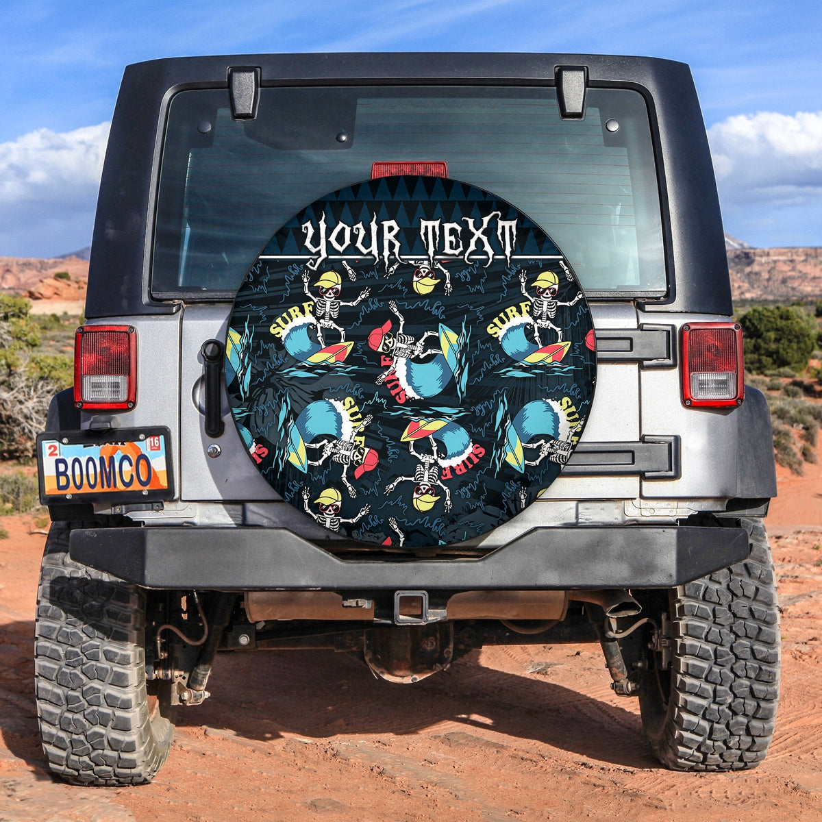 Custom Personalised Hawaii Skeleton Surf Spare Tire Cover Halloween Hawaiian Tribal LT13 - Wonder Print Shop