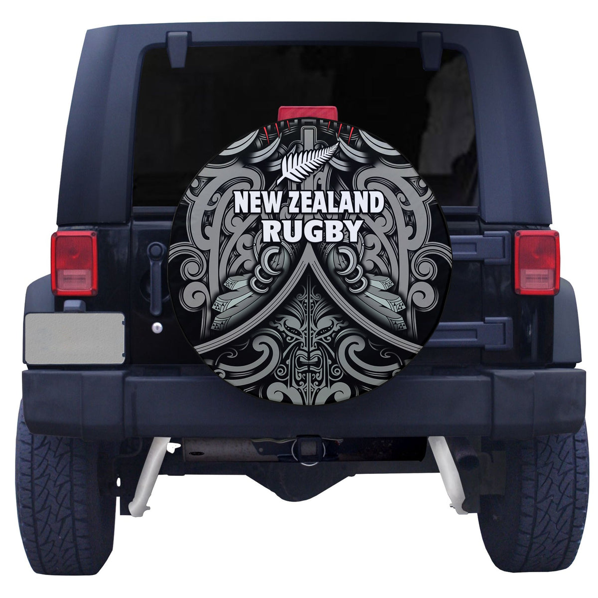 Custom Personalised New Zealand Silver Fern Rugby Spare Tire Cover All Black NZ Maori Pattern LT13 - Wonder Print Shop