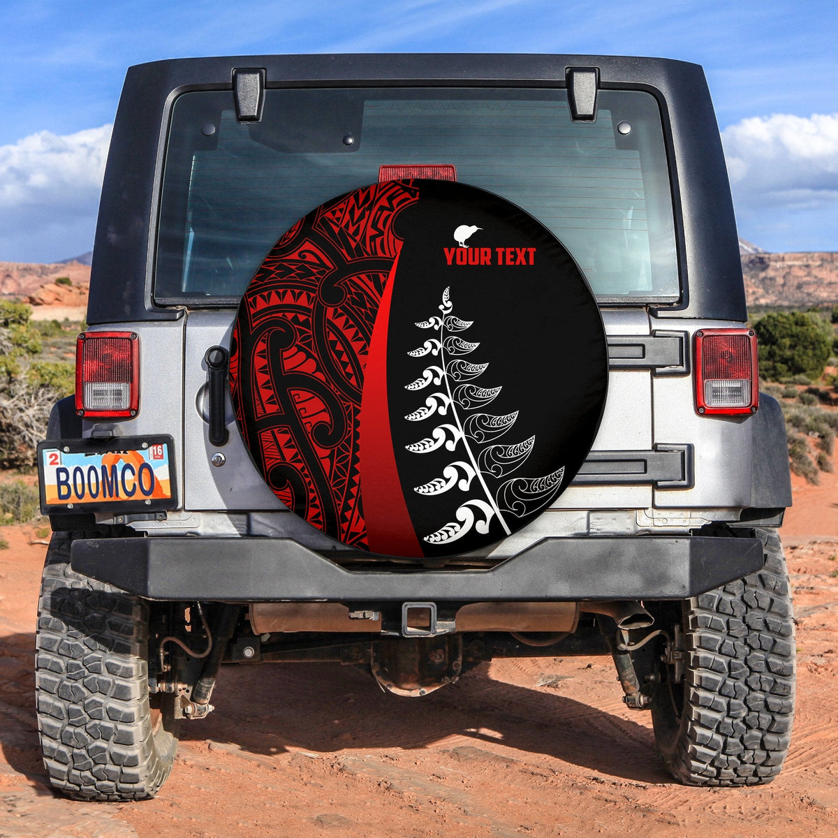 Custom Personalised New Zealand Silver Fern Rugby Spare Tire Cover Maori Pattern LT13 - Wonder Print Shop