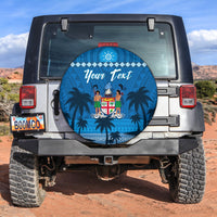 Custom Personalised Bula Fiji Day Spare Tire Cover Fijian Tapa with Palm Tree 52nd Anniversary LT13 - Wonder Print Shop