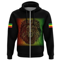 Ethiopia Zip Hoodie Reggae And Rastafarian Quotes Black LT10 - Wonder Print Shop