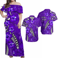Personalised Hawaii Matching Hawaiian Shirt And Dress Polynesia Purple Hibiscus and Map Mystical LT13 - Wonder Print Shop