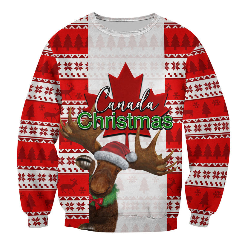Christmas Moose Canada Sweater Flag Style  LT6 - Wonder Print Shop