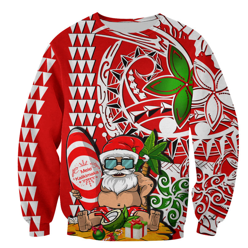 Hawaii Mele Kalikimaka Santa Claus Beach SweaterShirt LT6 - Wonder Print Shop