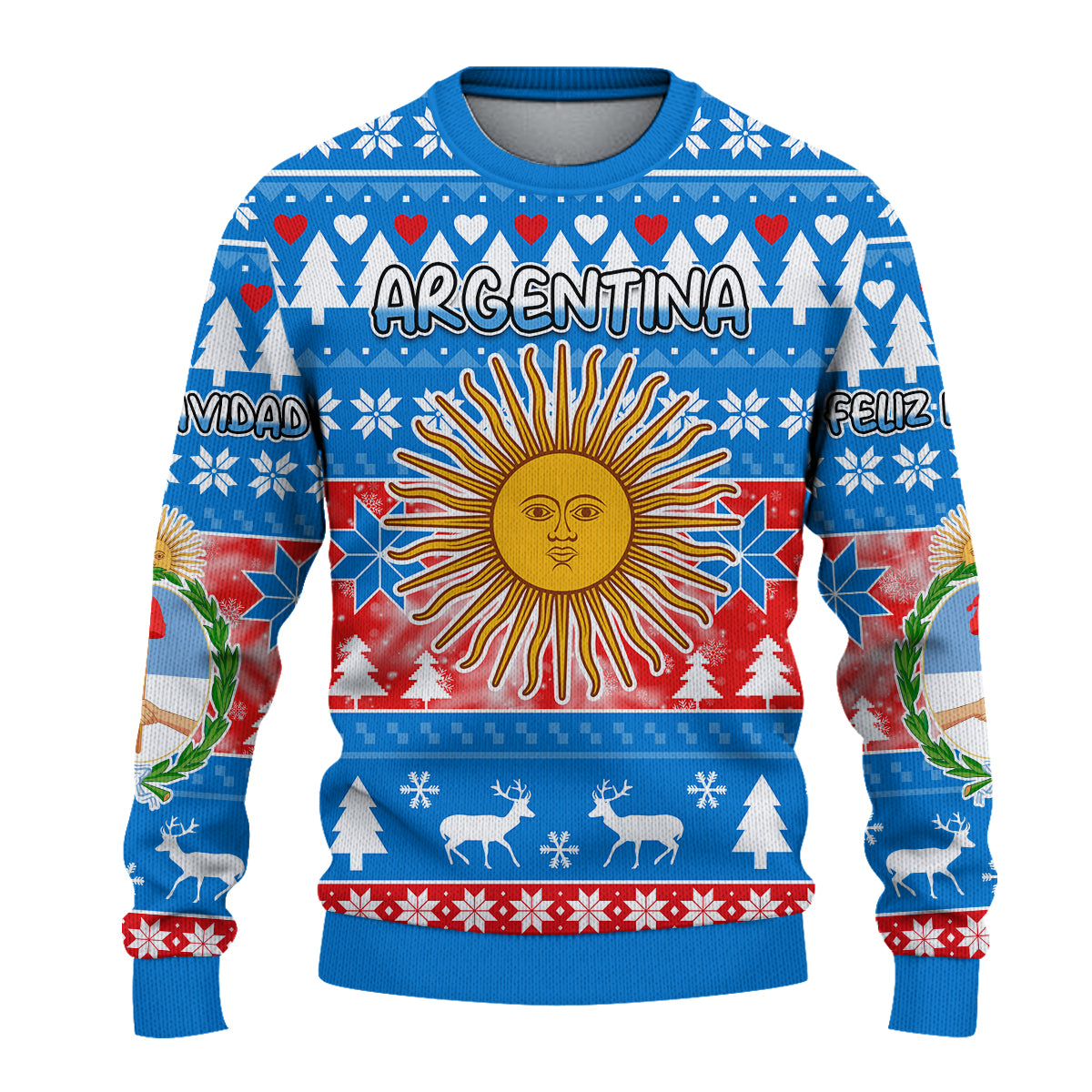 (Custom Personalised) Argentina Merry Christmas Knitted Sweater - Feliz Navidad Argentina In My Heart LT13