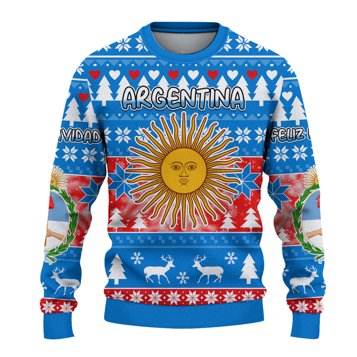(Custom Personalised) Argentina Merry Christmas Knitted Sweater - Feliz Navidad Argentina In My Heart LT13