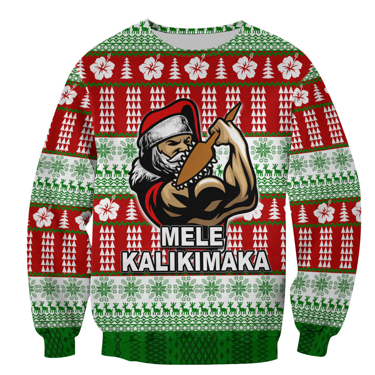 Hawaiian Santa Claus Warrior Sweatshirt Christmas LT6 - Wonder Print Shop