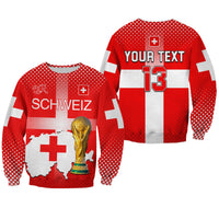 (Custom Text and Number) Switzerland Football Sweatshirt Schweizer Pati Champion 2022 World Cup LT13 - Wonder Print Shop