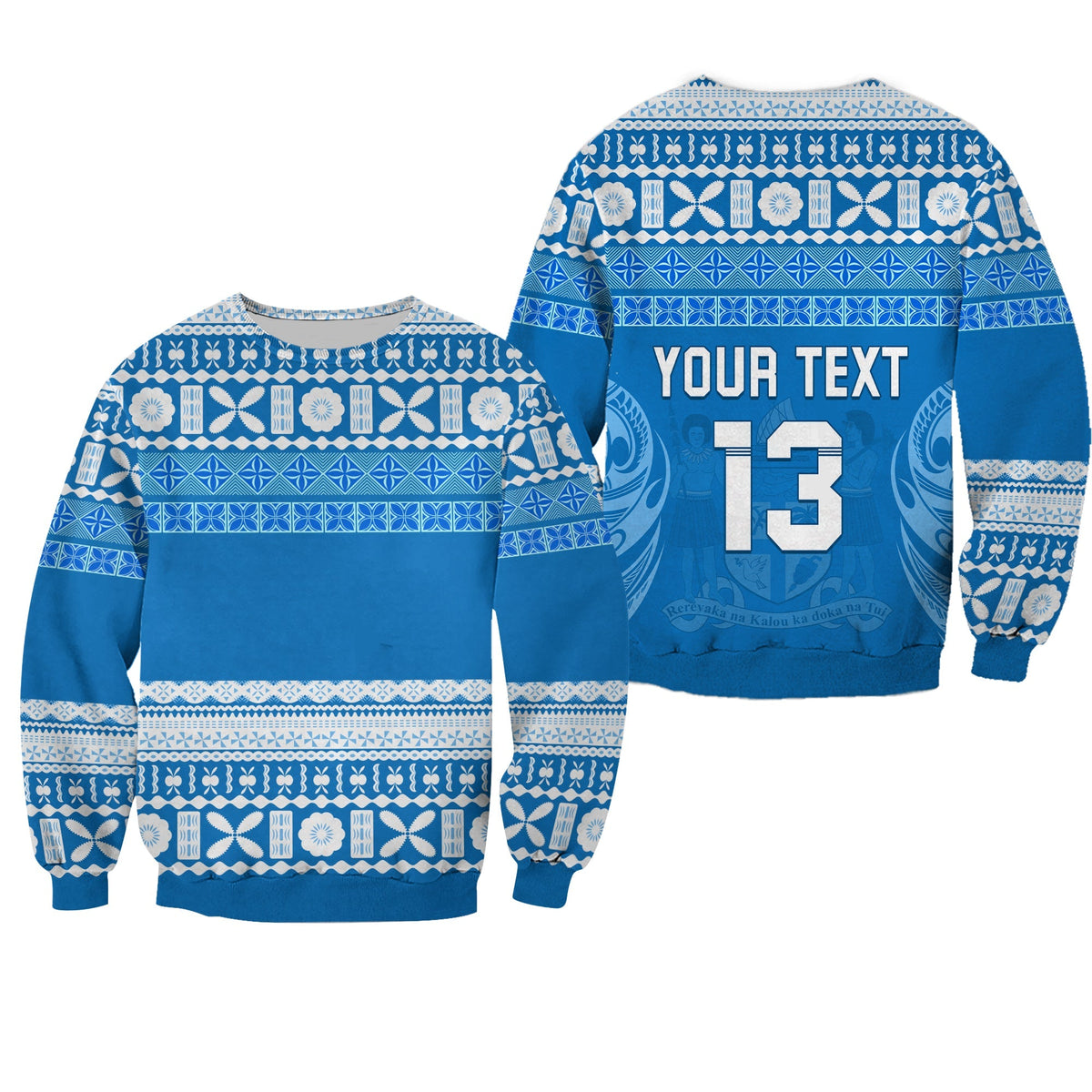 (Custom Text and Number) Bula Fiji Sweatshirt Tapa Pattern LT13 - Wonder Print Shop