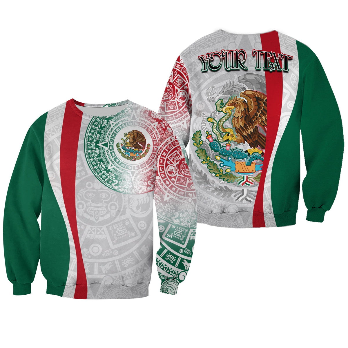 Custom Personalised Mexico Sweatshirt Mexican Eagles Aztec Pattern LT13 - Wonder Print Shop
