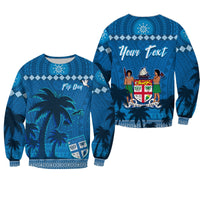 Custom Personalised Bula Fiji Day Sweatshirt Fijian Tapa with Palm Tree 52nd Anniversary LT13 - Wonder Print Shop