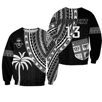 Black sweatshirt with white tribal stripes, 'YOUR TEXT' and '13' graphic