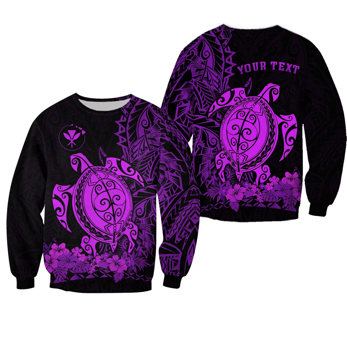 (Custom Personalised) Hawaii Polynesian Sweatshirt Purple Sea Turtles Hawaiian LT13 - Wonder Print Shop