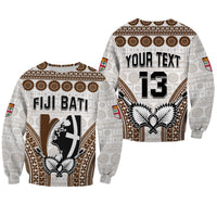 Custom Text and Number Fiji Rugby Bati Sweatshirt Proud Tapa Pattern LT13 - Wonder Print Shop